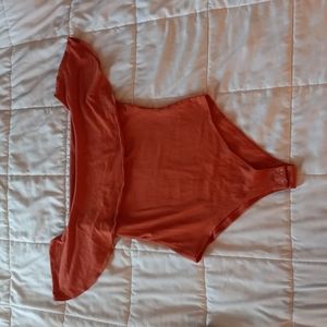 Orange Off -Shoulder Bodysuit